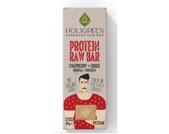 Μπάρα Πρωτεΐνης ακατέργαστη Μπισκότο-Φράουλα Holigreen 60γρ