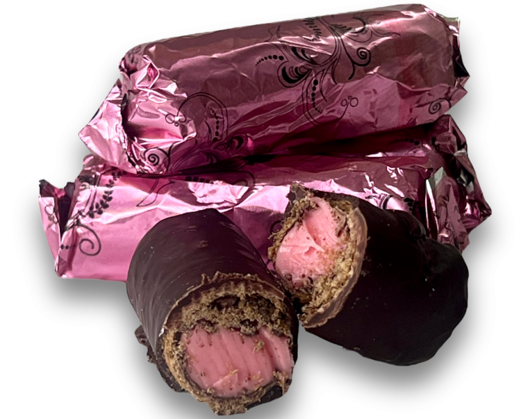 Τυλιχτό πουράκι σοκολάτας με γέμιση κρέμα φράουλας, συσκευασία 500γρ.